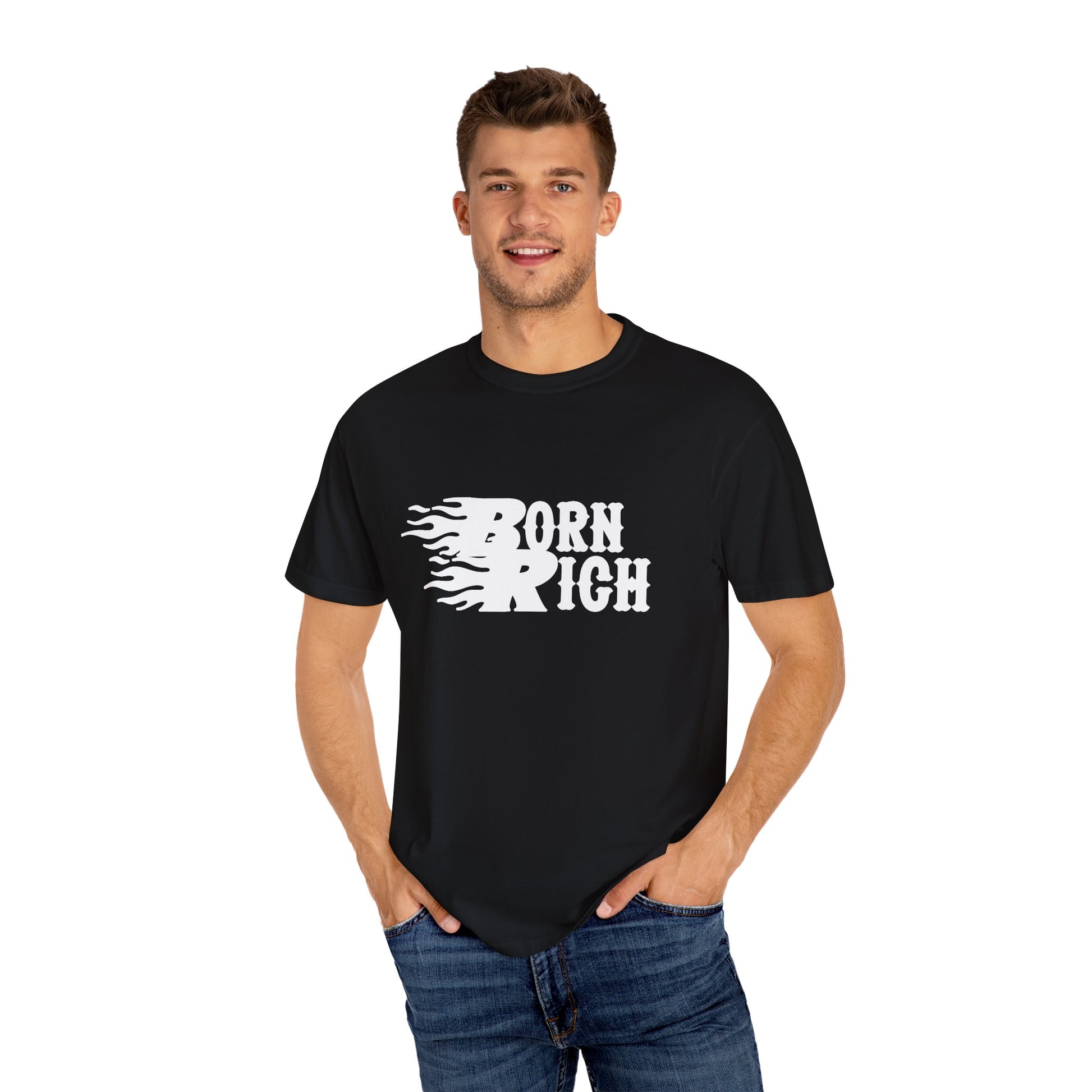 Born Rich Graphic Unisex T-Shirt - Trendy Flame Design - OVERZELUS
