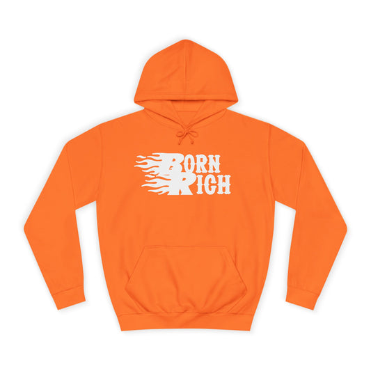 Born Rich Unisex College Hoodie - Vibrant Orange - OVERZELUS