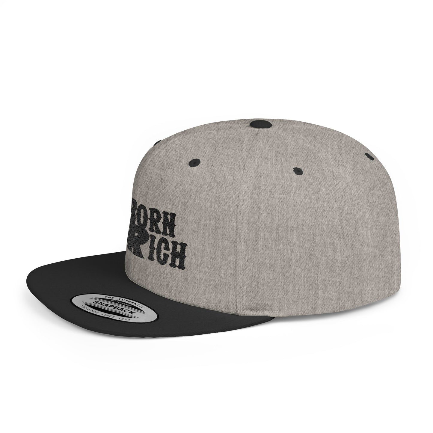 Born Rich Flame Embroidered Flat Bill Snapback Hat - OVERZELUS