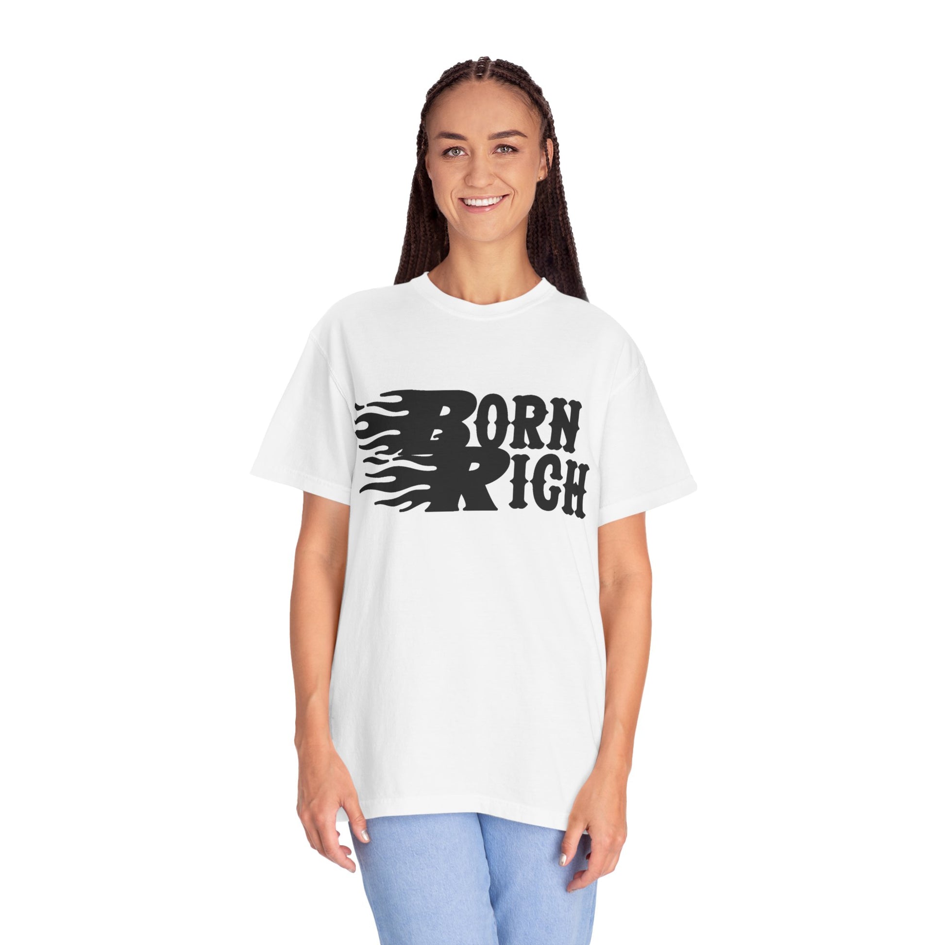 Born Rich Graphic Unisex T-Shirt - Trendy Flame Design - OVERZELUS