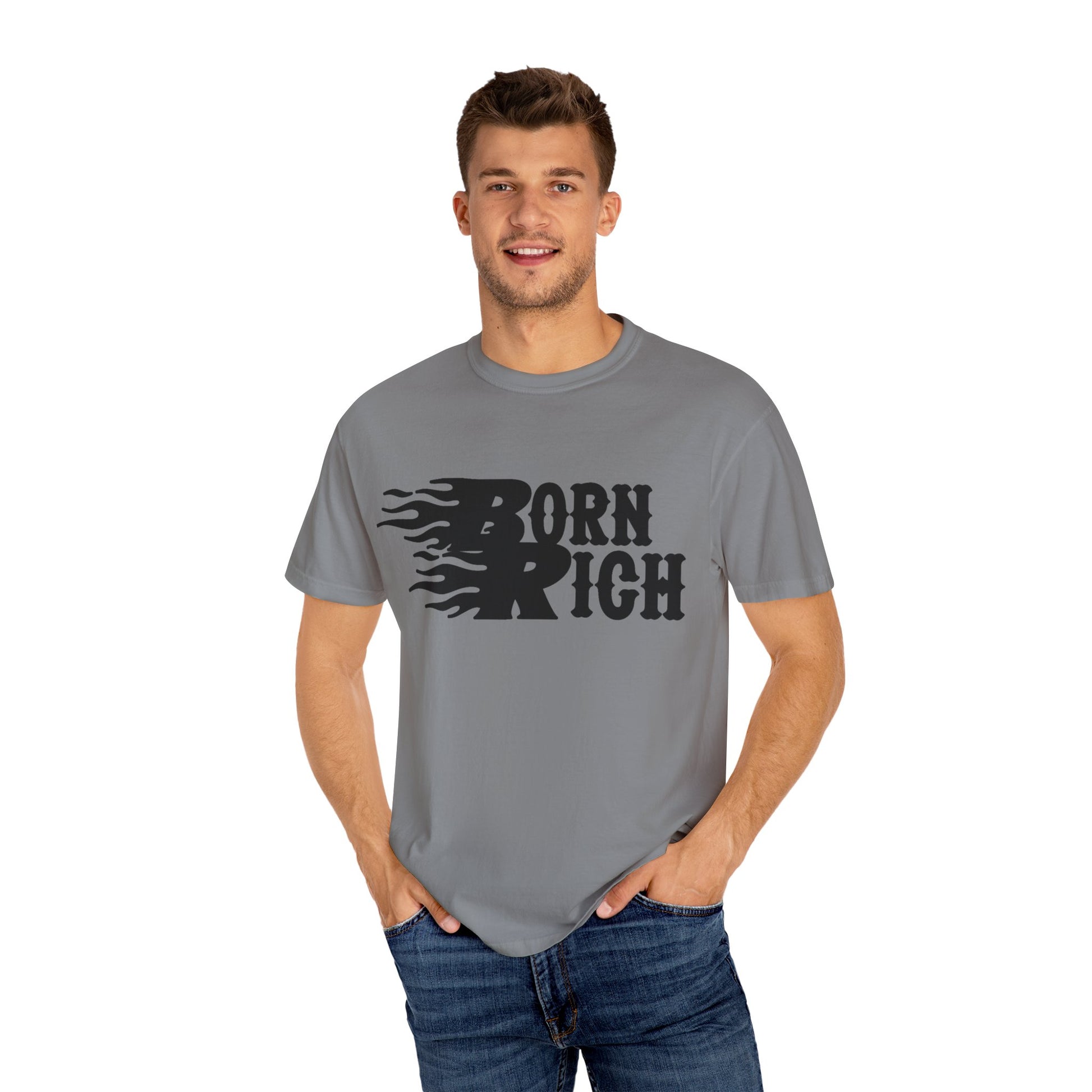 Born Rich Graphic Unisex T-Shirt - Trendy Flame Design - OVERZELUS