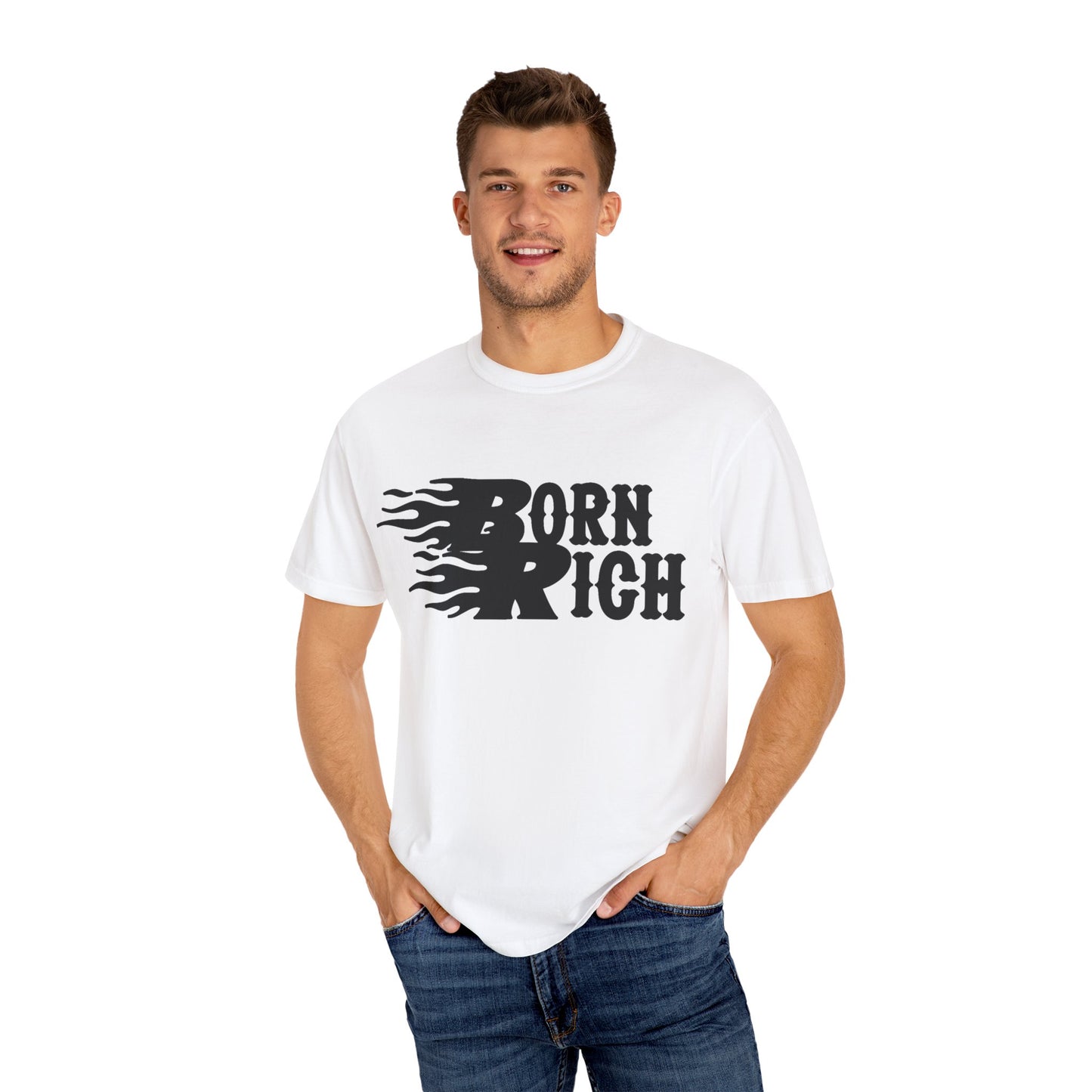 Born Rich Graphic Unisex T-Shirt - Trendy Flame Design - OVERZELUS