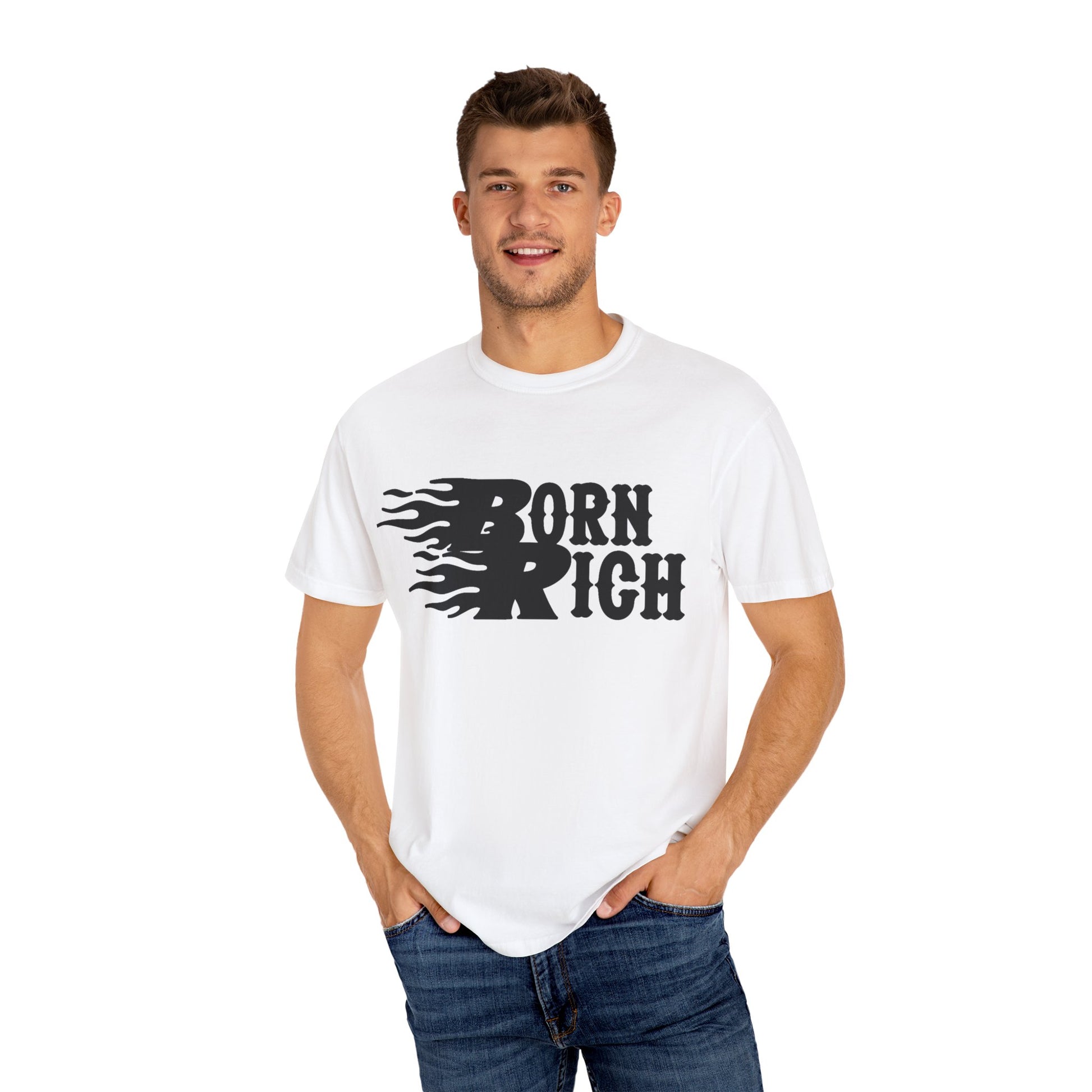 Born Rich Graphic Unisex T-Shirt - Trendy Flame Design - OVERZELUS