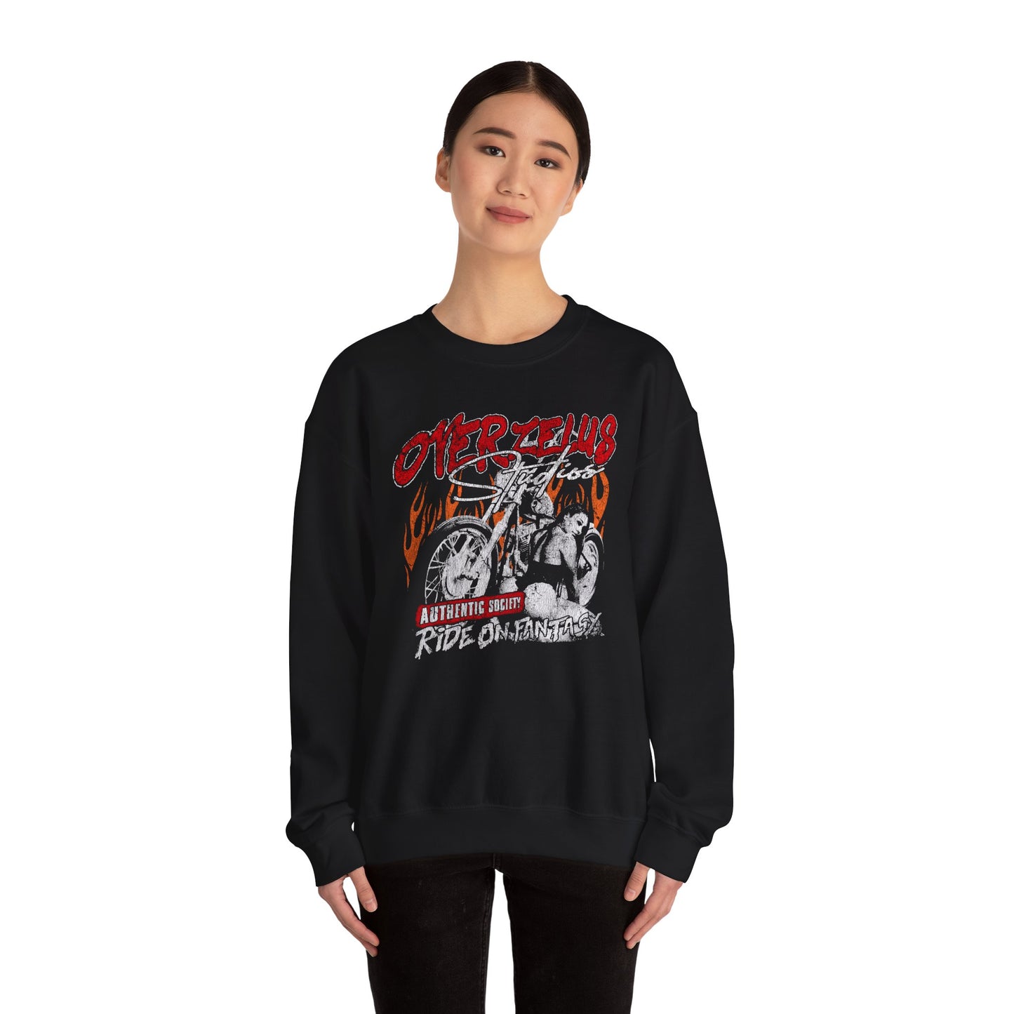 Ride On Fantasy Sweatshirt - Unisex Heavy Blend™ Crewneck for Motorcycle Enthusiasts - OVERZELUS