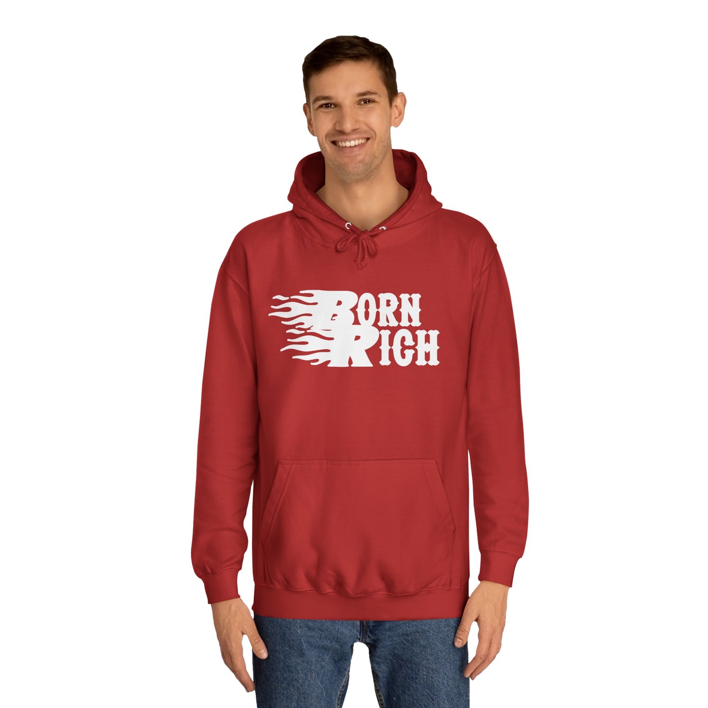 Born Rich Unisex College Hoodie - Vibrant Orange - OVERZELUS