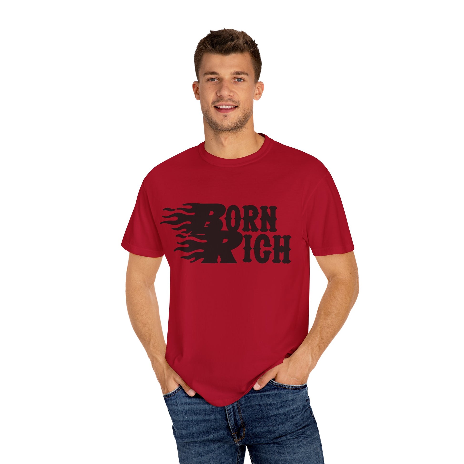 Born Rich Graphic Unisex T-Shirt - Trendy Flame Design - OVERZELUS