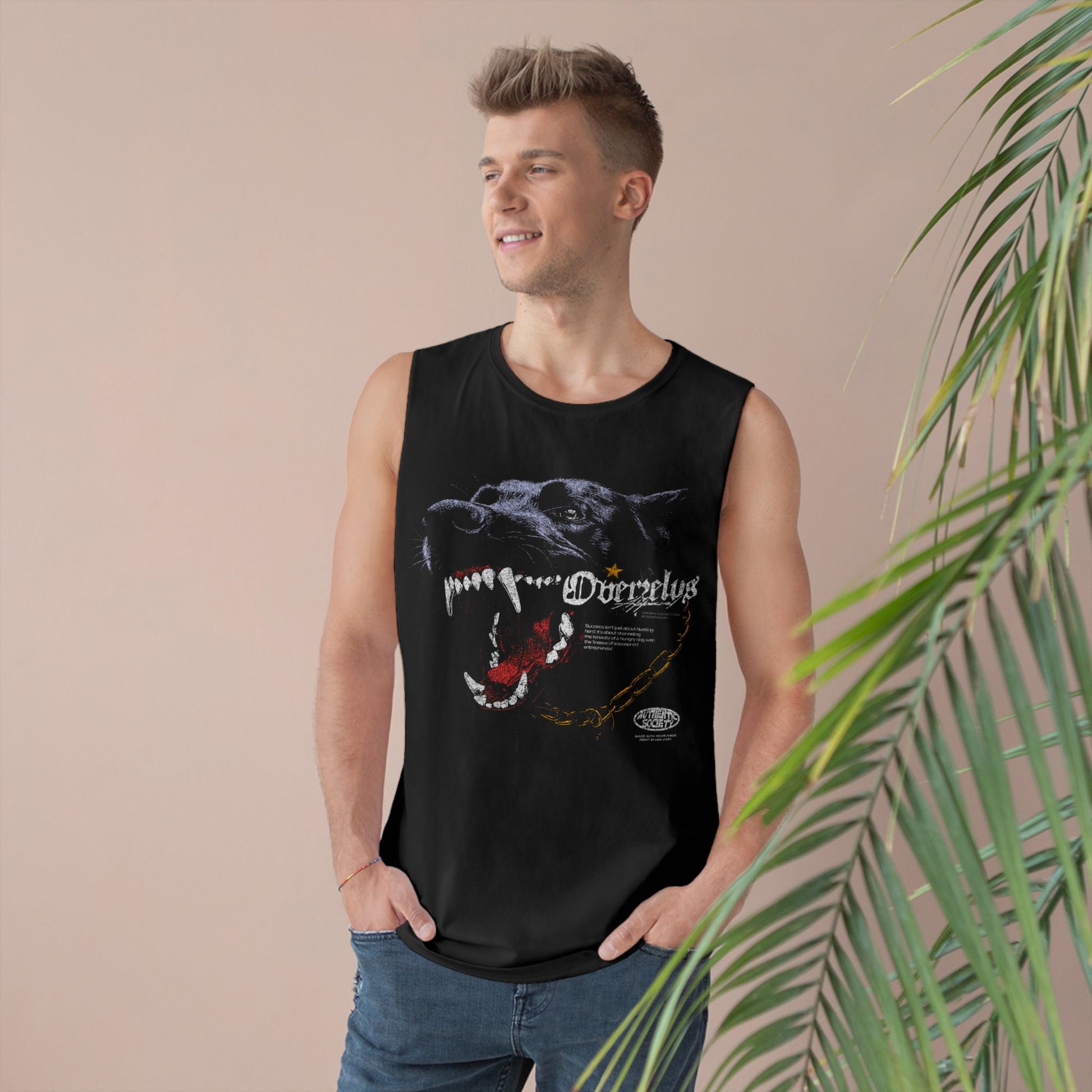 Edgy Unisex Tank Top with Fierce Dog Graphic | Perfect for Summer Wear - OVERZELUS