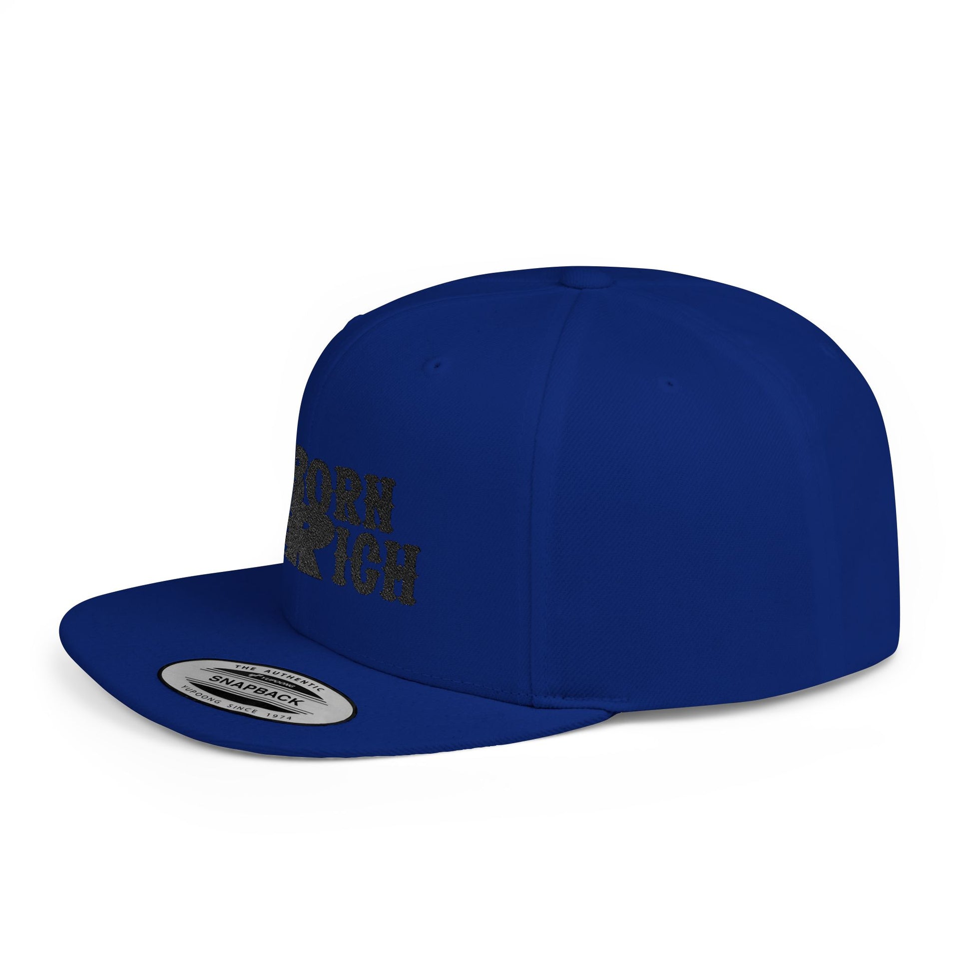 Born Rich Flame Embroidered Flat Bill Snapback Hat - OVERZELUS