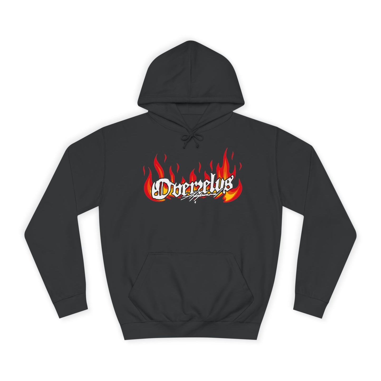 Unisex College Hoodie with Fire Graphic - Trendy Streetwear for Students - OVERZELUS