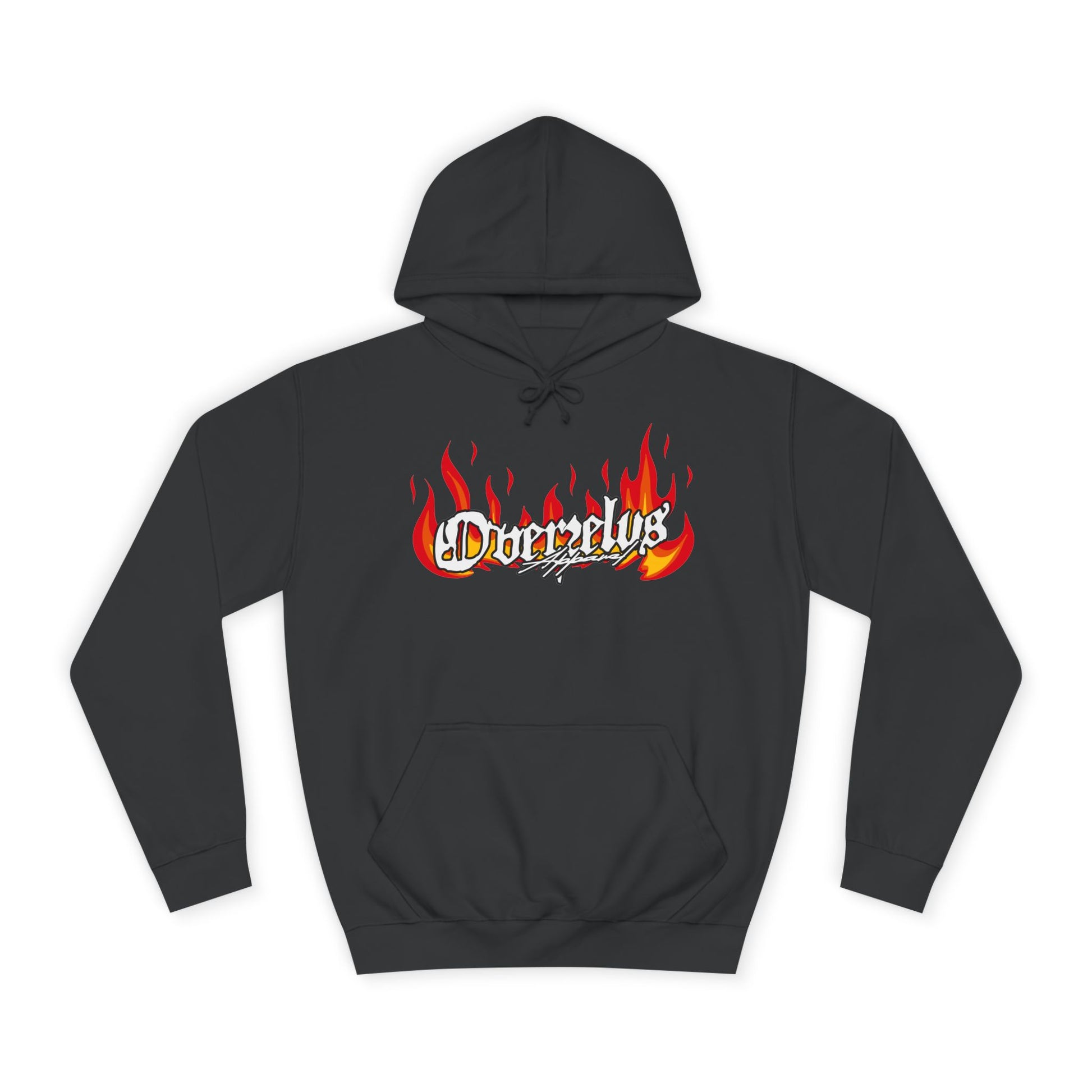 Unisex College Hoodie with Fire Graphic - Trendy Streetwear for Students - OVERZELUS
