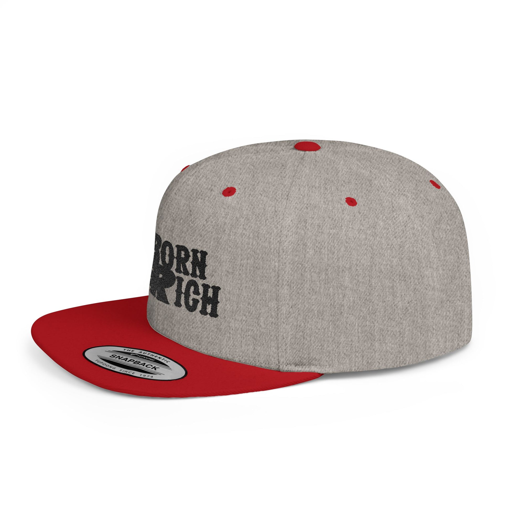 Born Rich Flame Embroidered Flat Bill Snapback Hat - OVERZELUS