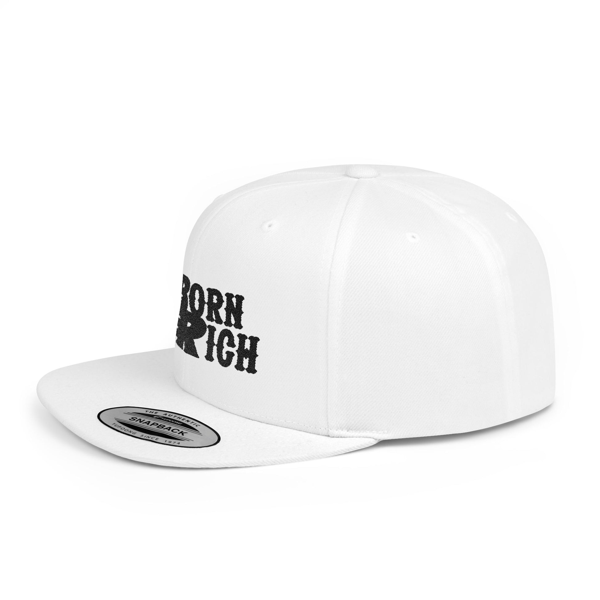 Born Rich Flame Embroidered Flat Bill Snapback Hat - OVERZELUS