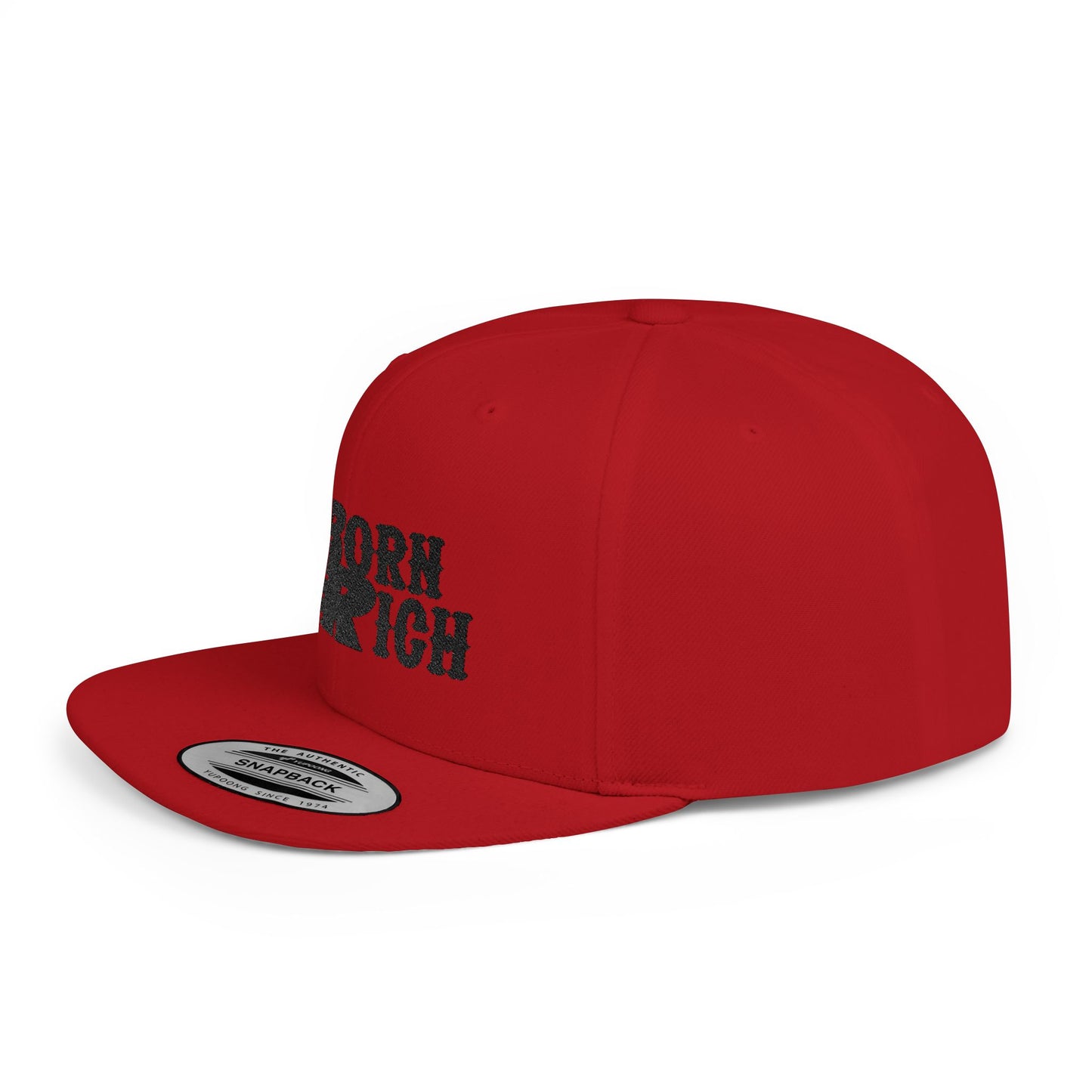 Born Rich Flame Embroidered Flat Bill Snapback Hat - OVERZELUS