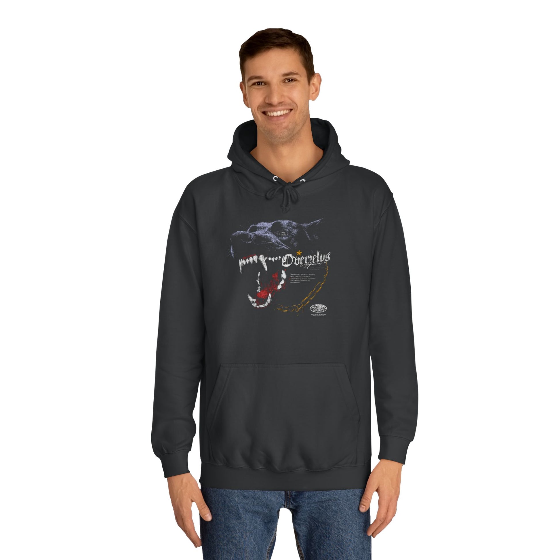 Unisex College Hoodie with Fierce Panther Design - OVERZELUS
