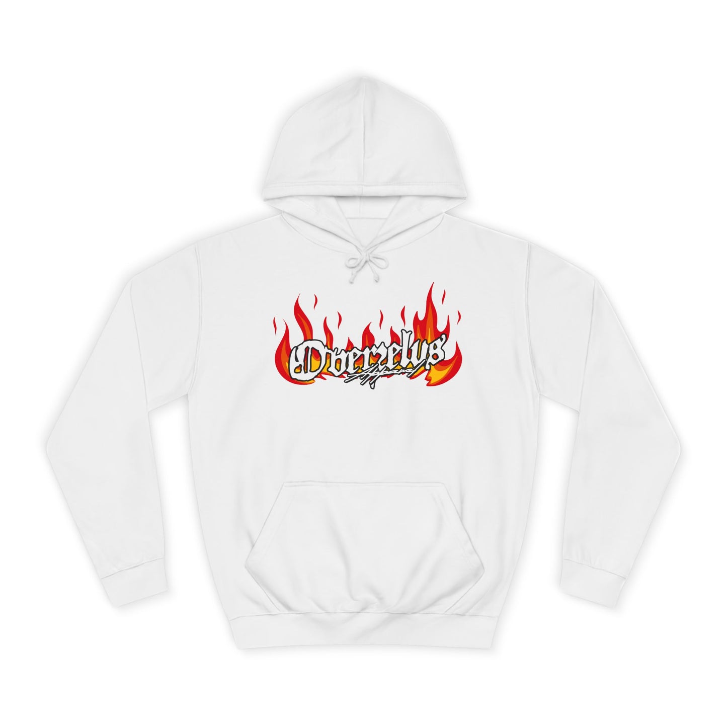 Unisex College Hoodie with Fire Graphic - Trendy Streetwear for Students - OVERZELUS