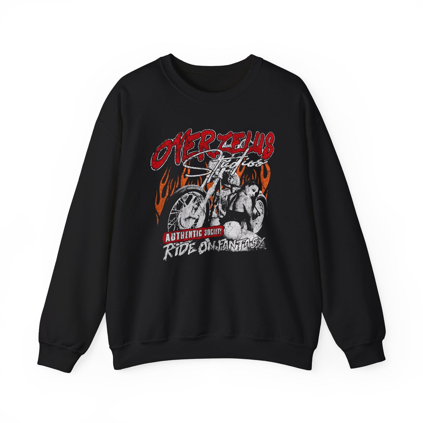 Ride On Fantasy Sweatshirt - Unisex Heavy Blend™ Crewneck for Motorcycle Enthusiasts - OVERZELUS