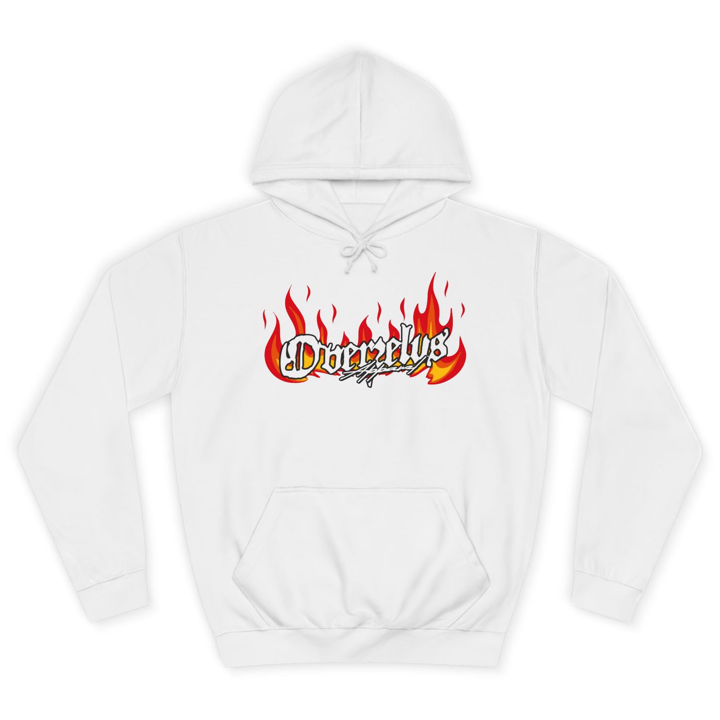 Unisex College Hoodie with Fire Graphic - Trendy Streetwear for Students - OVERZELUS