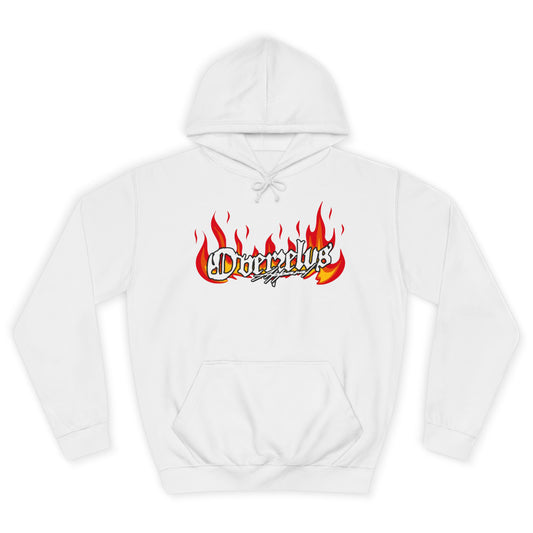 Unisex College Hoodie with Fire Graphic - Trendy Streetwear for Students - OVERZELUS