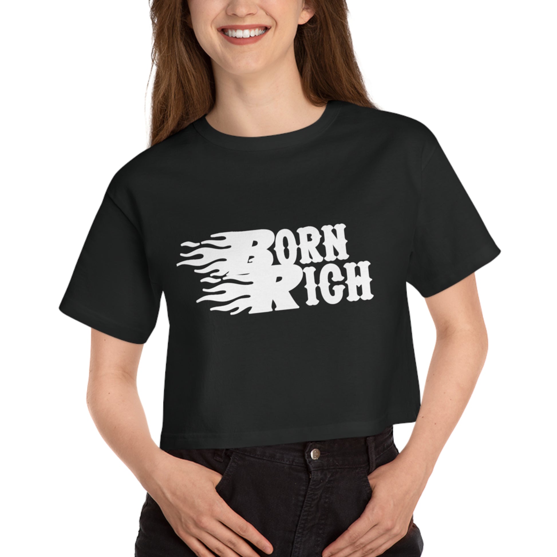 Born Rich Heritage Cropped T-Shirt for Women - Trendy Streetwear Style - OVERZELUS