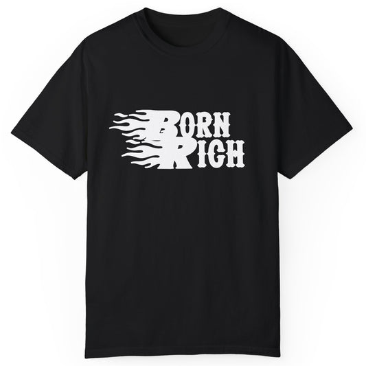 Born Rich Graphic Unisex T-Shirt - Trendy Flame Design - OVERZELUS