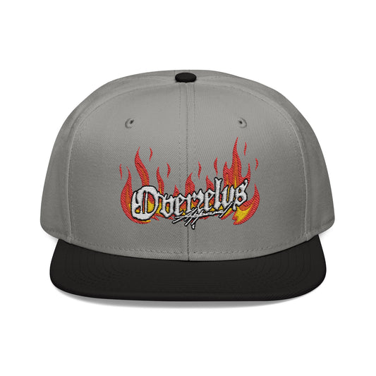Embroidered Fire Design Snapback Hat - Urban Style Cap for Streetwear Lovers - OVERZELUS